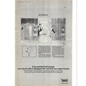 The Vanishing lady Talon Nylon Zipper advertisement 1970s Vintage Print Ad 9 in